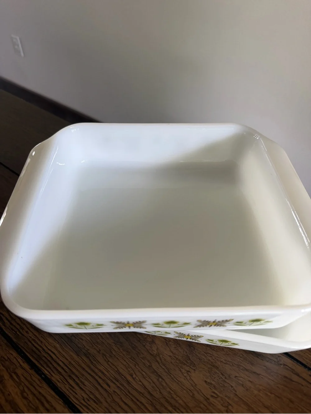 Vintage Fire-King Meadow Green Milk Glass Baking Dish 1.5 Qt Casserole And Loaf